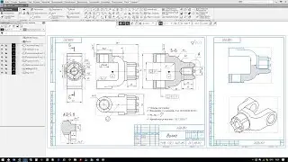 Построение чертёжа детали Вилка на основе 3D модели в Компас 3D