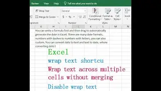 How to wrap text in Excel (shortcut, wrap text across multiple cells without merging, disable, stop)