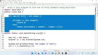 Sum of Array Elements Using Recursion | Recursion Function