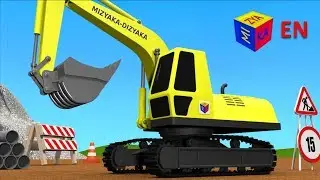 Trucks for children kids. Construction game: Crawler excavator