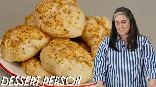 CLAIRE SAFFITZ MAKES DELICIOUS (NOT PERFECT) GARLIC KNOTS | DESSERT PERSON