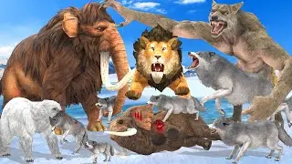 Giant Lion Fight Giant Wolf Vs Mammoth Vs Wolf Attack Elephant Polar Bear Saved By Woolly Mammoth