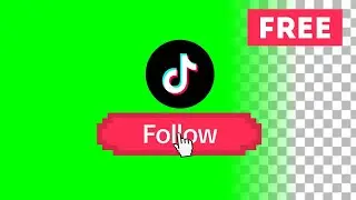 TikTok follow button green screen, alpha channel FREE download | Pixel animation