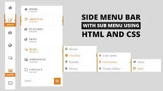 Responsive Side Navigation Bar With Sub-Menu Using HTML And CSS