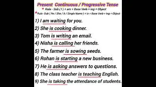 present continuous / progressive tense examples