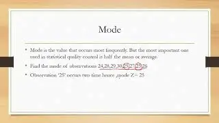 Statistical Quality Control-Mean, Mode and Median