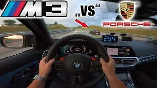 Crazy 2021 M3 Competition meets Porsche 992 and Macan Turbo on German Autobahn✔