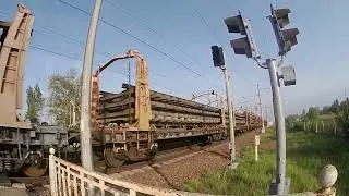 ВЛ10-1571. Рельсоукладчик, Модуль сопровождения Н130, Советский вагон.