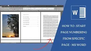 How To : Start page numbering from a specific page in Microsoft Word