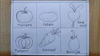 6 Different types of vegetables drawing| How to draw different Vegetables drawing easy