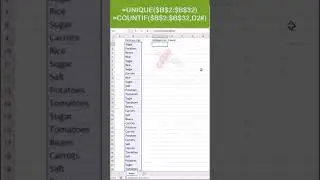 How to get and count distinct values in list using UNIQUE and COUNTIF formula in excel 