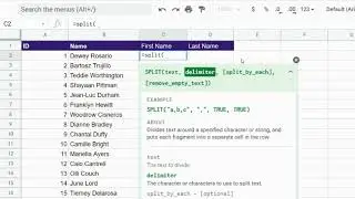 Splitting full name into first and last name on google sheet