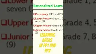 Learning Areas In PP1 and PP2 CBC curriculum in Kenya #education #sirfrankproduction