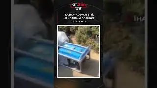 Kazmaya devam etti, jandarmayı görünce donakaldı