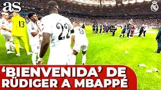 RÜDIGER y su BIENVENIDA a MBAPPÉ tras la victoria del REAL MADRID vs ATALANTA en la SUPERCOPA