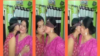 blindfold kissing 😘 challenge with me and my mom //funny video 😜😀😬