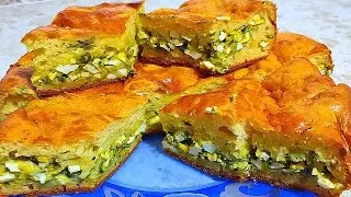 ЗАЛИВНОЙ ПИРОГ С ЯЙЦОМ И ЗЕЛЁНЫМ ЛУКОМ 🥧Ольгины Рецепты.