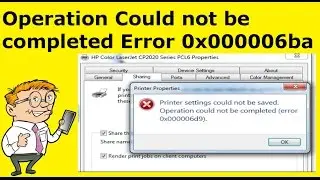 Operation Could not be completed Error 0x000006ba