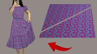 🥀New Very Simple Very Cute So Easy Pattern Dresses Tutorial💃Only 1.8 meter fabric Only 10 Minute Sew