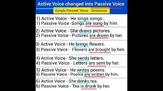 passive voice active changed into passive voice simple present tense
