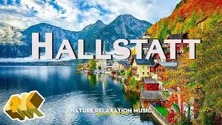 Hallstatt 4K - A Mystical Nordic Fjord Illuminated by Northern Lights - Piano Music
