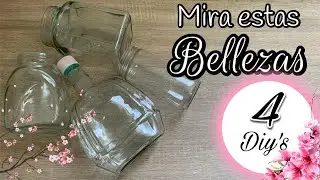 4 IDEAS RECICLADAS / Manualidades con BOTELLAS Y FRASCOS de Vidrio / DIY Home Decor / Artesanato