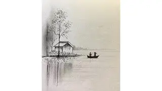 Simple landscape scenery drawing with pencil | how to draw easy drawing