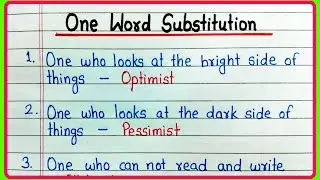 One Word Substitution in English | Most Important One Word Substitution