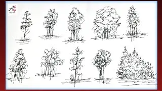 10 Art Hacks That Work Extremely Well || Easy Drawing Ideas For Beginners || Drawing 10 Trees By Pen