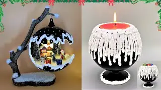 2 Christmas Decorations Ideas! Christmas Candle! Recycling Christmas balls!