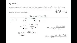 Find the equation of a tangent line using a limit definition