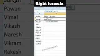 Right formula in Excel #excel #microsofttips #exceltips #exceltricks #excelformulas #shortsfeed