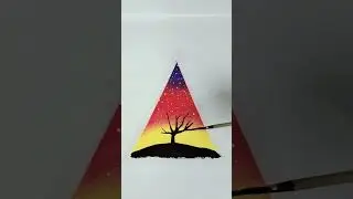 Triangle scenery drawing with oil pastels 