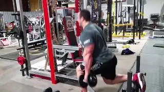 IFBB Pro Andrew Hudson doing Bulgarian squat drop set of death