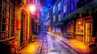 Harry Potter Ambience 🔮 Diagon Alley on a Rainy Night ⚗️ Sounds for Study or Sleep 📚 10 Hours