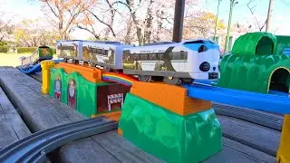 Plarail train toy. Japanese Panda Train & Spider-Man Train