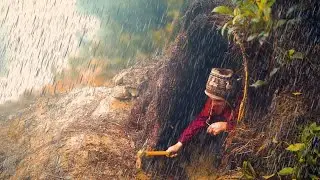 Three days of heavy rains. Bushcraft. Camping in the rain