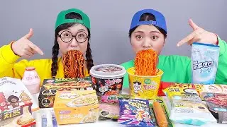 Mie Korea Makanan Penutup Ayam dari Minimarket Mukbang DONA