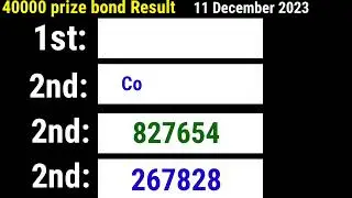 40000 Prize Bond Result Today 11 December 2023 | 40000 Prize Bond Result Karachi | Prize Bond Result