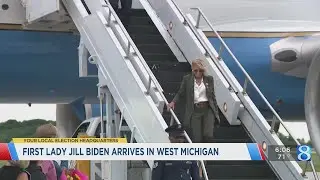 First lady Jill Biden arrives in West Michigan