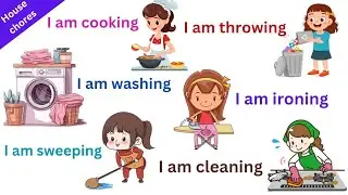 Household Chores with sentences | Action Verbs For Beginner Daily English | English Sentences