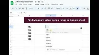 Find Minimum value from a range in Google sheet