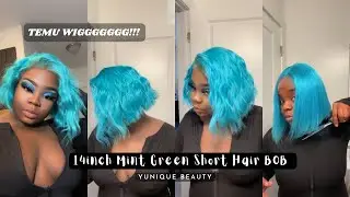 14IN MINT GREEN TEMU WIG !!!