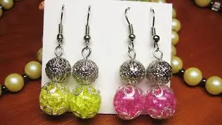DIY Серьги из стеклянных бусин своими руками. Мастер класс \ Earrings made of glass beads