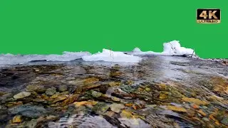 ice river flowing green screen video