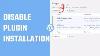 Disable Plugin Installation | No Plugins Can Be Installed