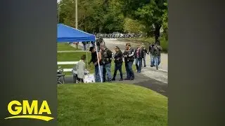 Bikers line up at girls lemonade stand after mom saves them during crash  | GMA Digital