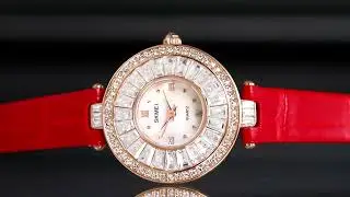 SKMEI 2009 Diamond Wrist Watch for Women w/ Leather Strap