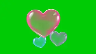 Animated 3D heart bubbles popups with green screen background | 4K