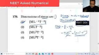 NEET Asked Dimension Formula Numerical By Shyam Bhatia Sir